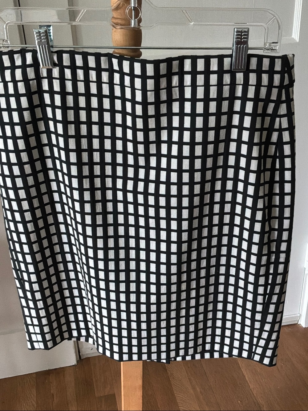 J. Crew Black and White Windowpane Pencil Skirt